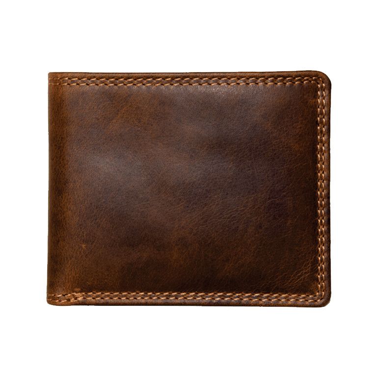 RUGGED BROWN LEATHER BI FOLD WALLET 990010