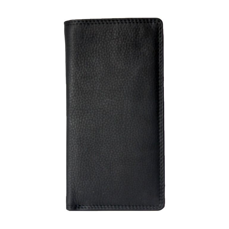 RUGGED BLACK LEATHER TALL WALLET 880013