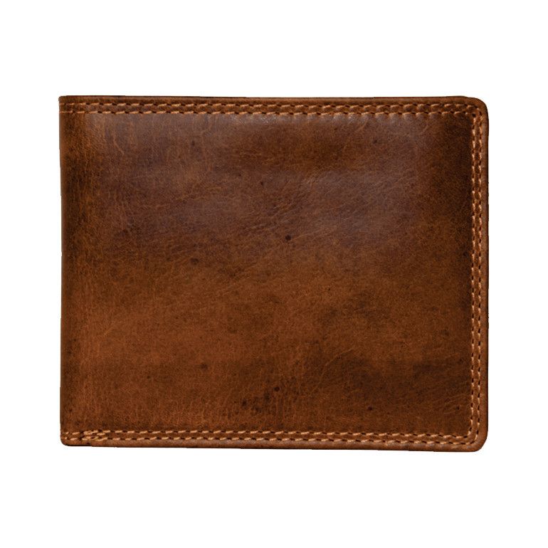 RUGGED BROWN LEATHER BI FOLD WITH FLAP 990009
