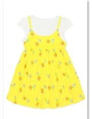 Toddler Yellow Unicorn Dress w/Double Layer &amp; Cuff Sleeve , Size: 2T