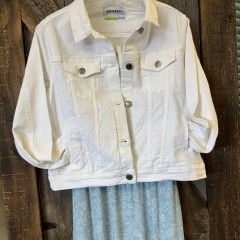 LADIES WHITE DENIM JACKET Xl