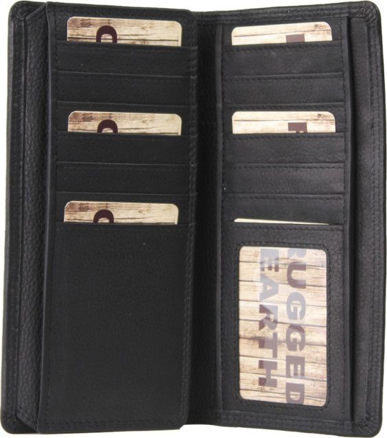 RUGGED BLACK LEATHER FOLD OVER WALLET 880035