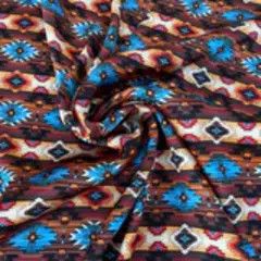 BLUE &amp; BROWN AZTEC TRIBAL PRINT WILD RAG, Size: 18 x 18