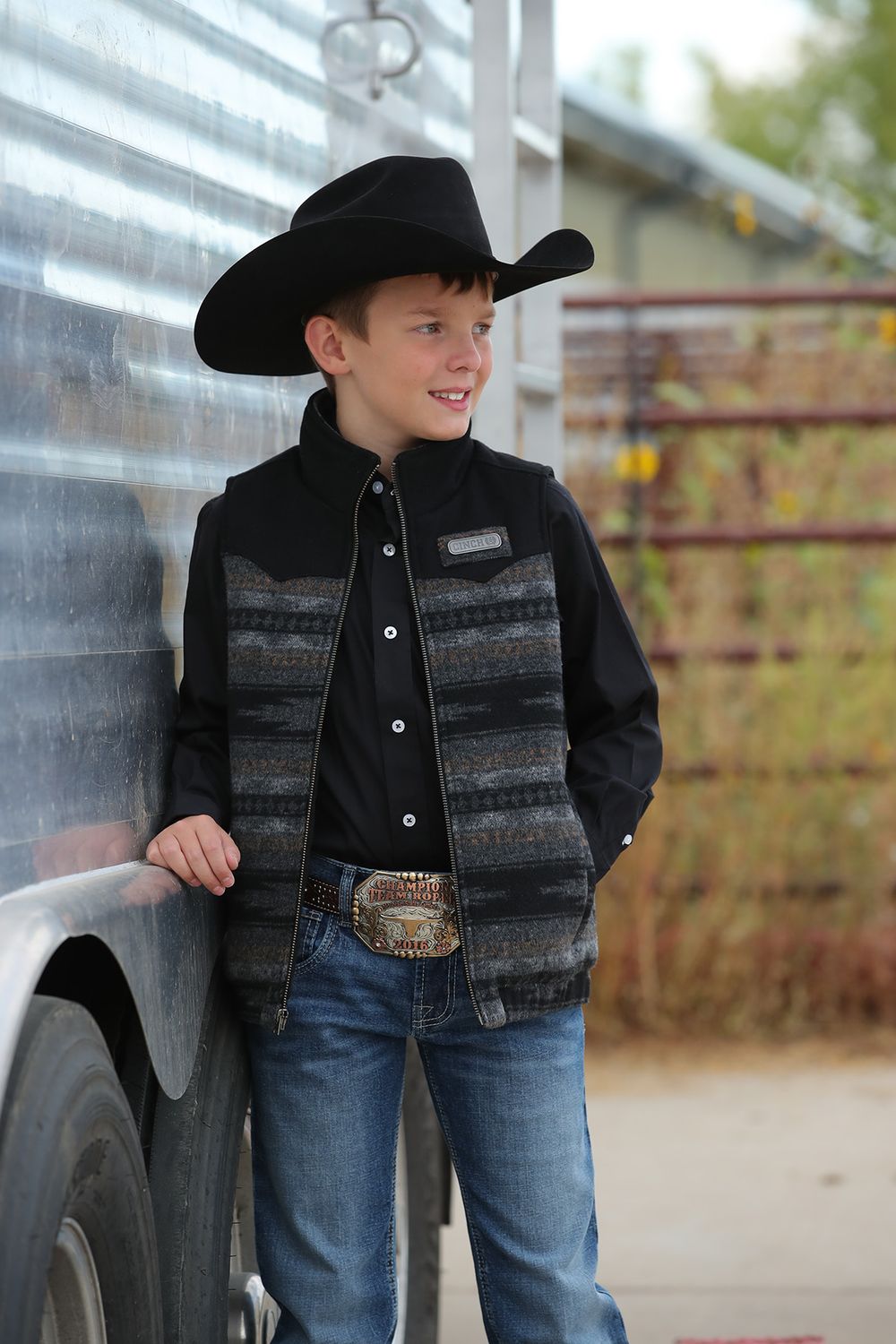 CINCH BOY’S WOOL VEST BLACK Sm