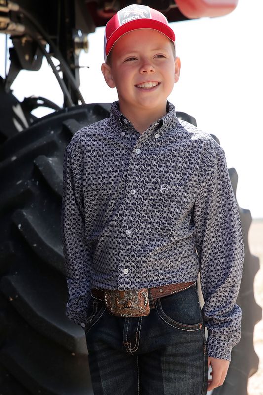 CINCH BOY’S L/S ARENA FLEX NAVY PRINT Xs