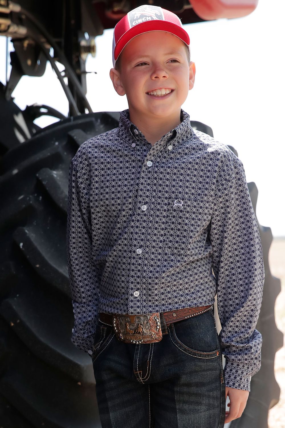 CINCH BOY’S L/S ARENA FLEX NAVY PRINT Med