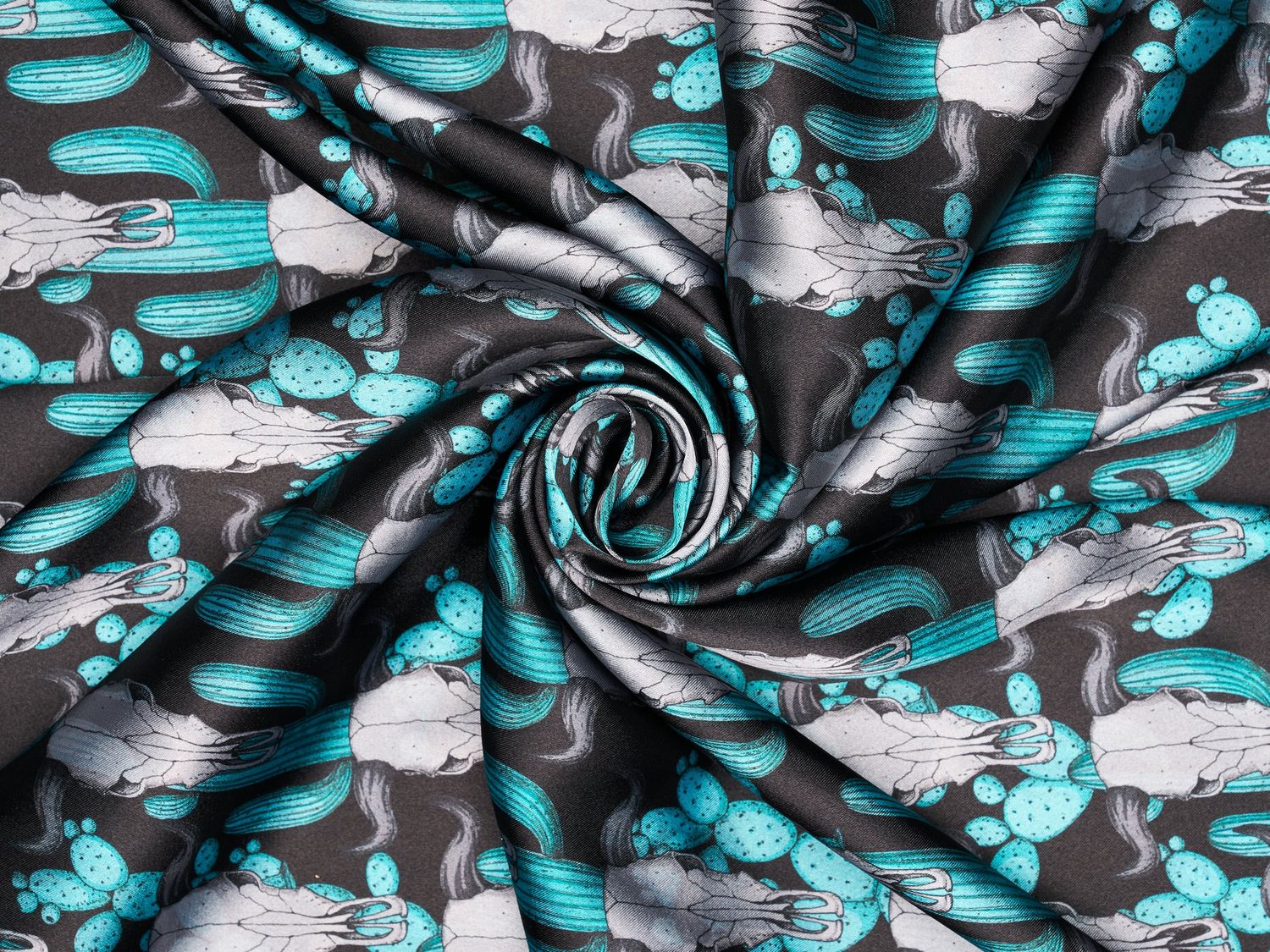 Wild Rag, Color: Cactus &amp; Skulls Turquoise/Black, Size: 36 x 36