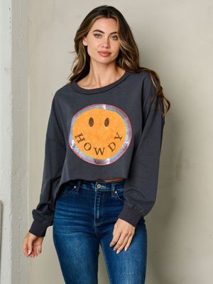 WOMEN’S LONG SLEEVE GRAPHIC SEQUINS DETAILED 