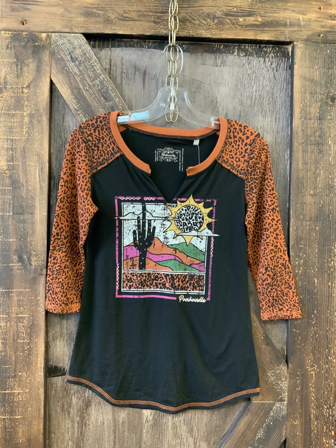 LADIES 3/4 SLEEVE BLACK TOP, Size: XS