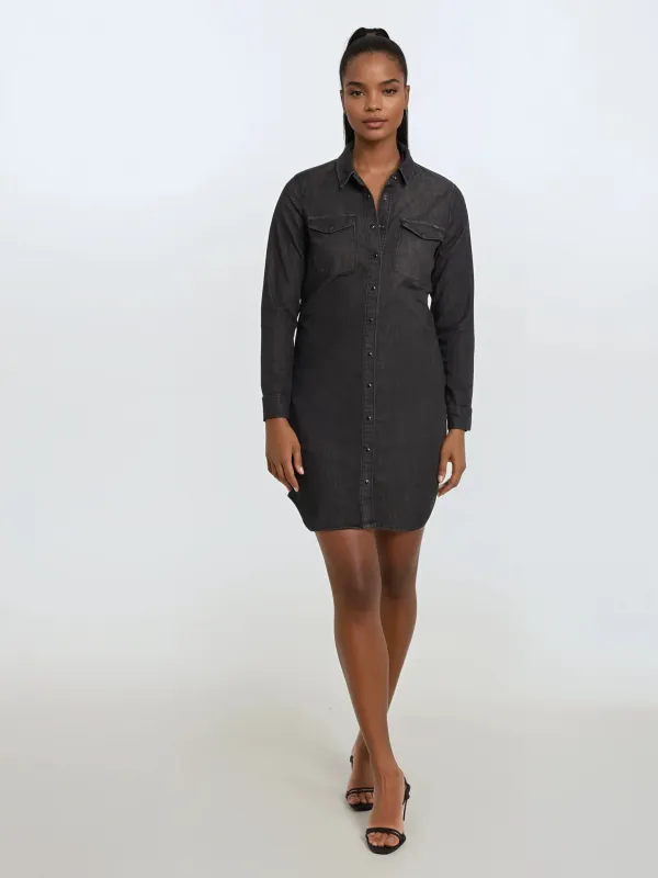 LOIS GIANNA L/S DENIM SHIRT DRESS W/POC