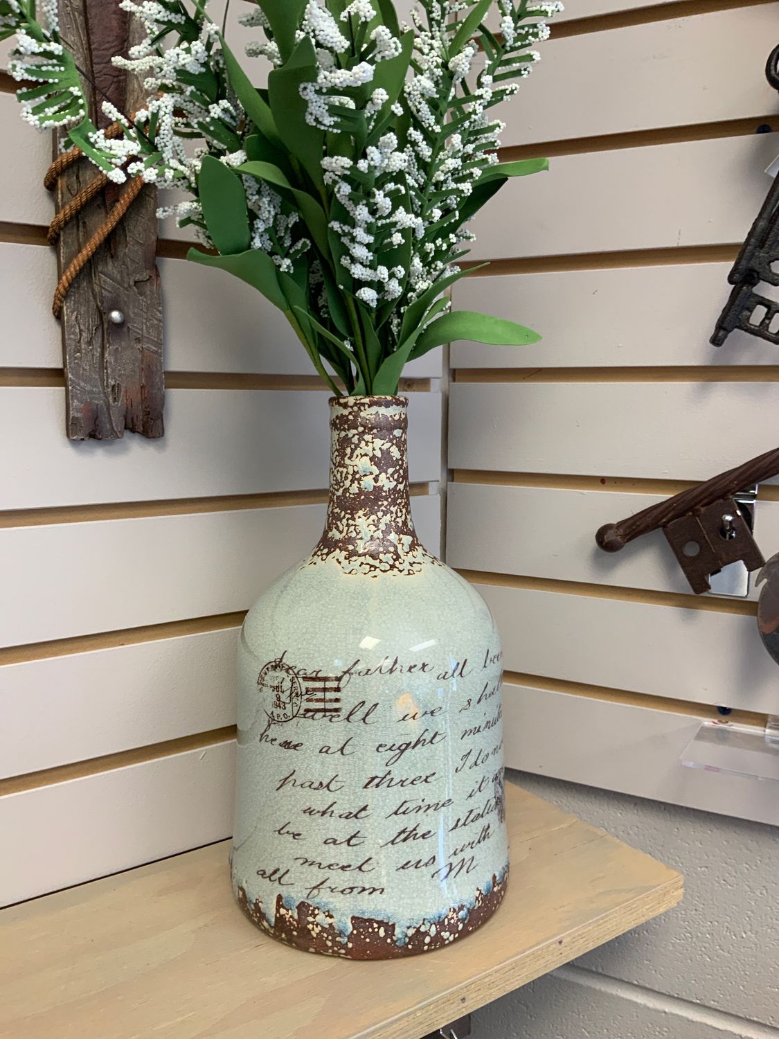 FIRE CERAMIC GREY VASE 7"w, Color: GREY, Size: 12”