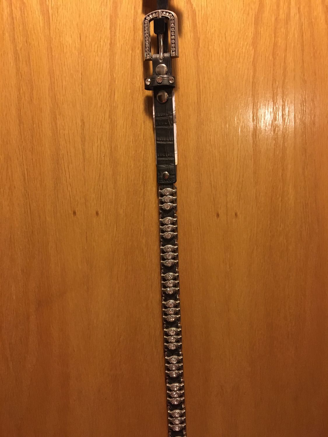 NOCONA LADIES SKINNY GREY BELT WITH DIAMOND ACCENTS BELT, Size: M