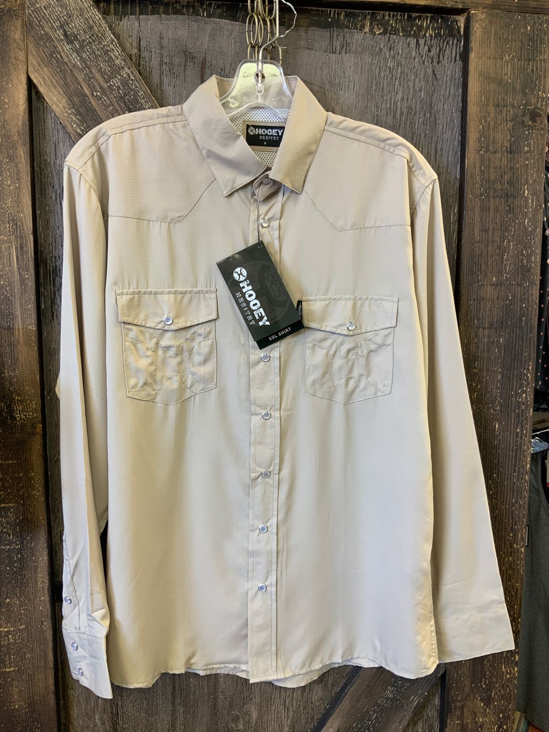 MEN’S HOOEY SOL L/S SNAP SHIRT TAN, Size: M