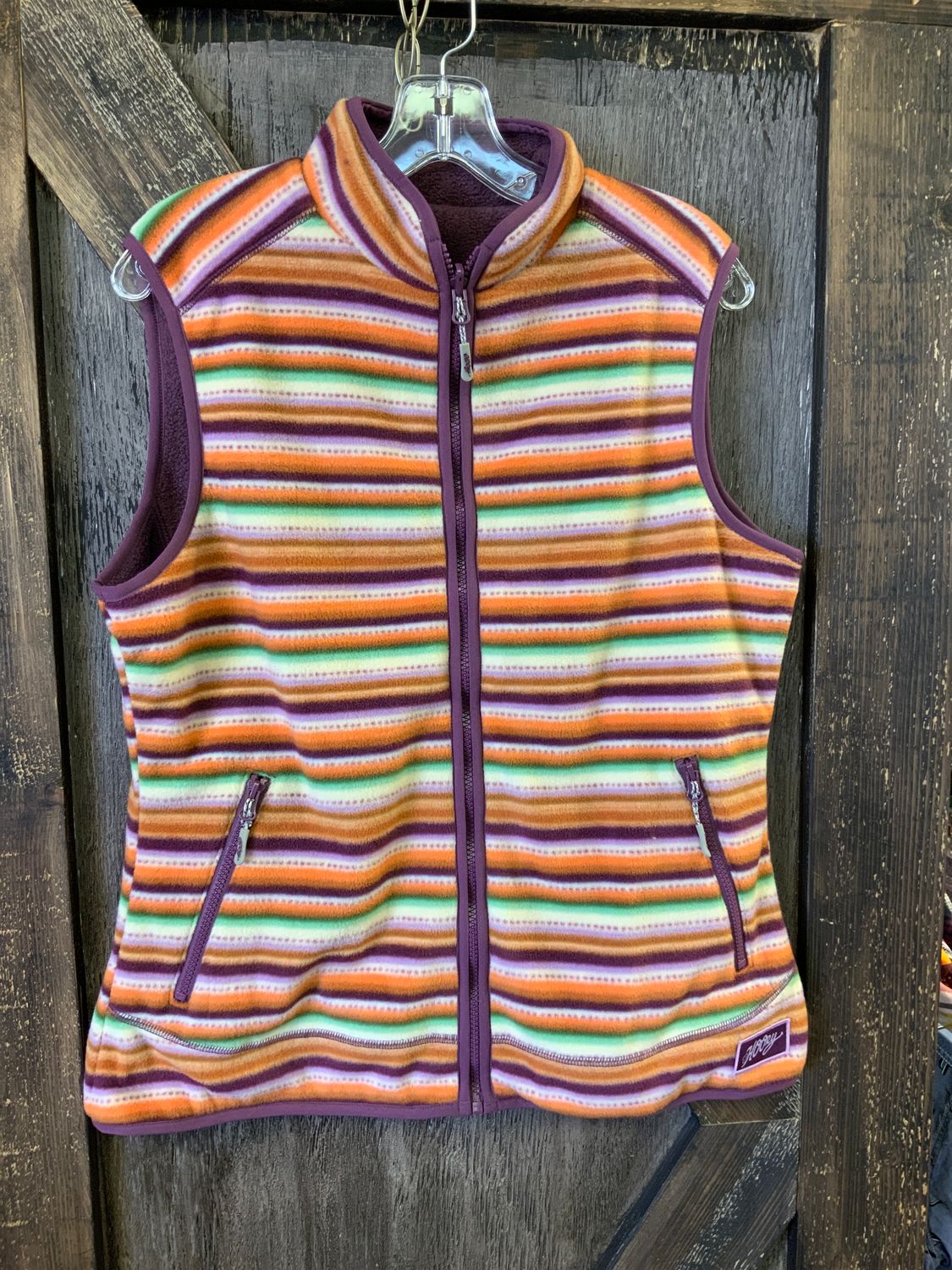 HOOEY LADIES REVERSIBLE PURPLE WITH SERAPE PATTERN FLEECE VEST, Size: M
