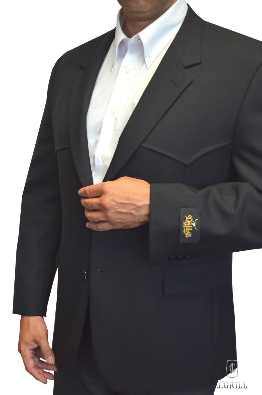 WESTERN STYLE POLY/WOOL BLACK SPORT JACKET, Color: Black, Size: 38 Regular