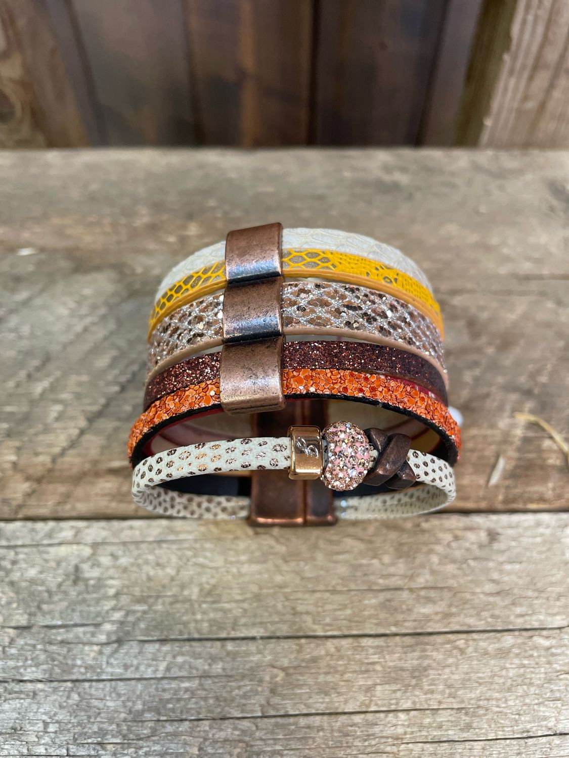 YELLOW/ORANGE WITH BRUSHED COPPER ACCENTS, Size: 7 1/2