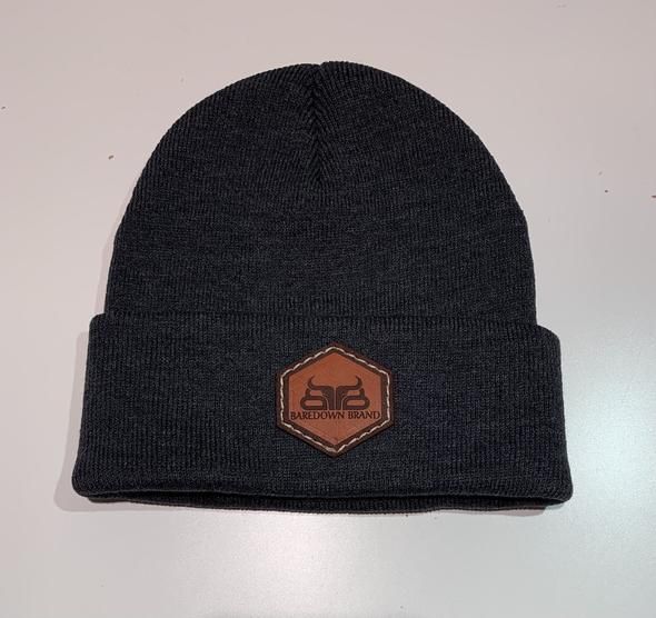 BAREDOWN MEN'S TOQUE LEATHER PATCH, Color: Dark Grey