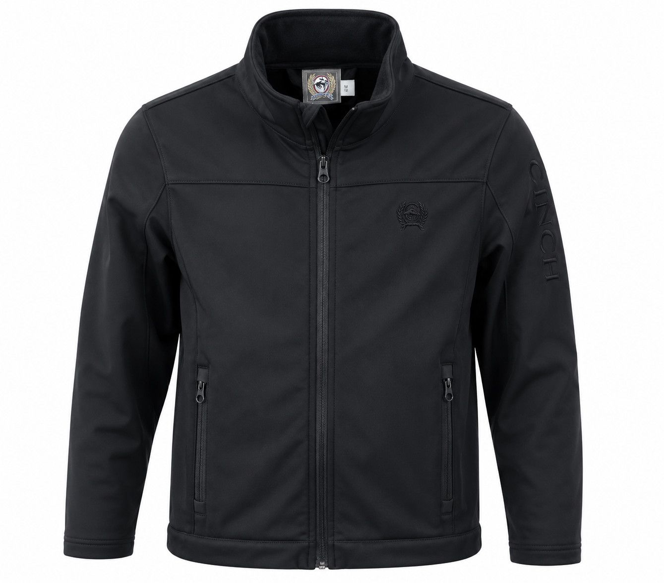 BLACK SOFT SHELL CINCH JACKET, Size: M