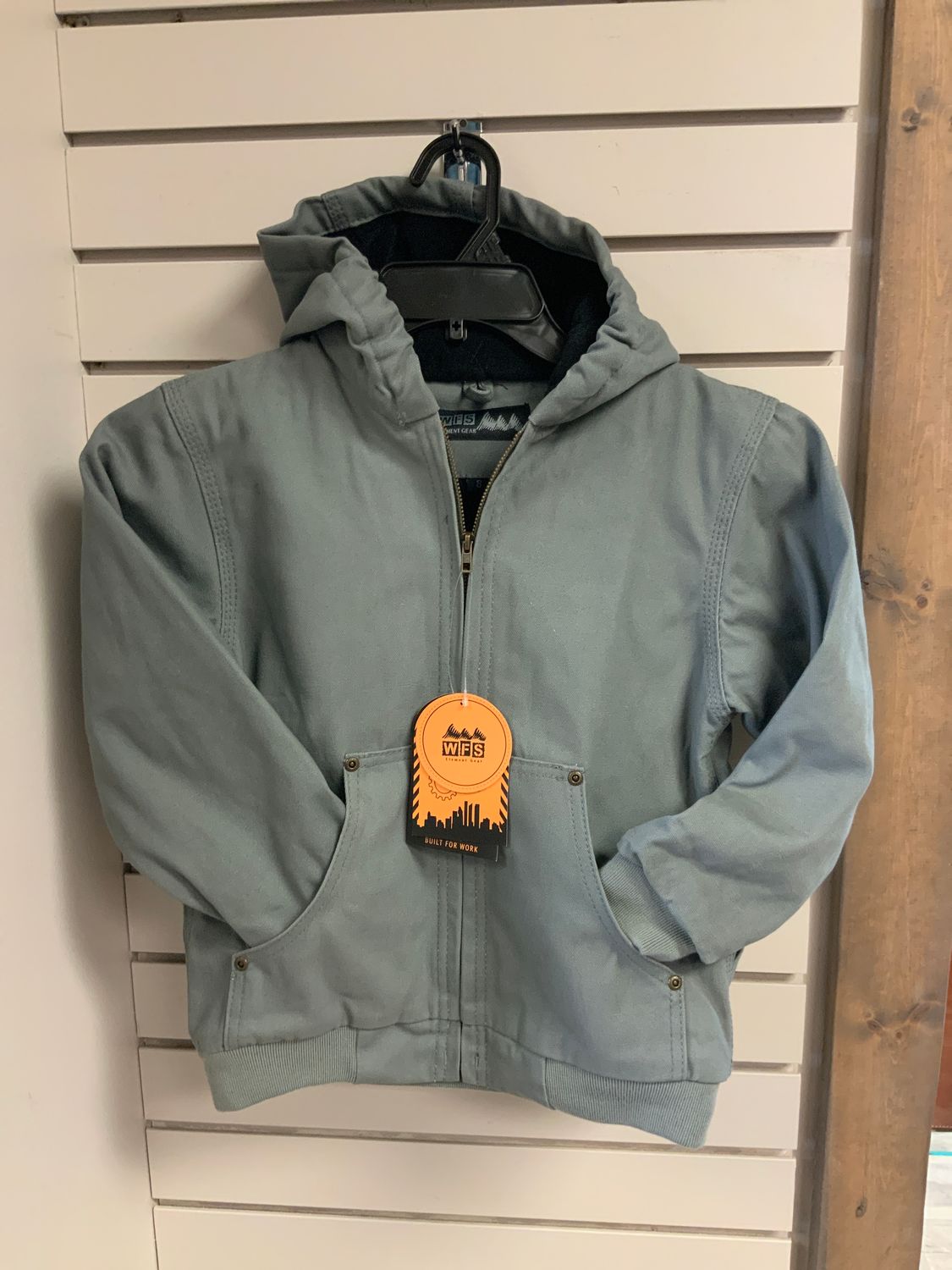 KIDS GREY HOODED COTTON CANVAS JACKET, Size: S