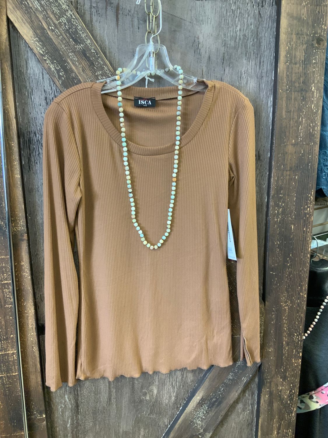 LADIES COCOA CREWNECK L/S TOP, Size: S