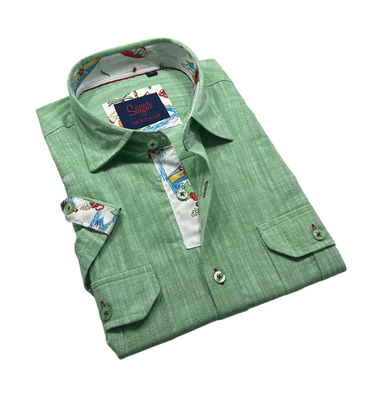 MEN’S S/S FREDDY-S BUTTON FOREST , Size: Sm