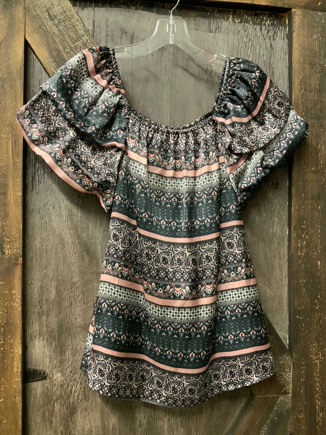 LADIES MONTEREY BAY PEASANT BLOUSE BLACK, Size: XS