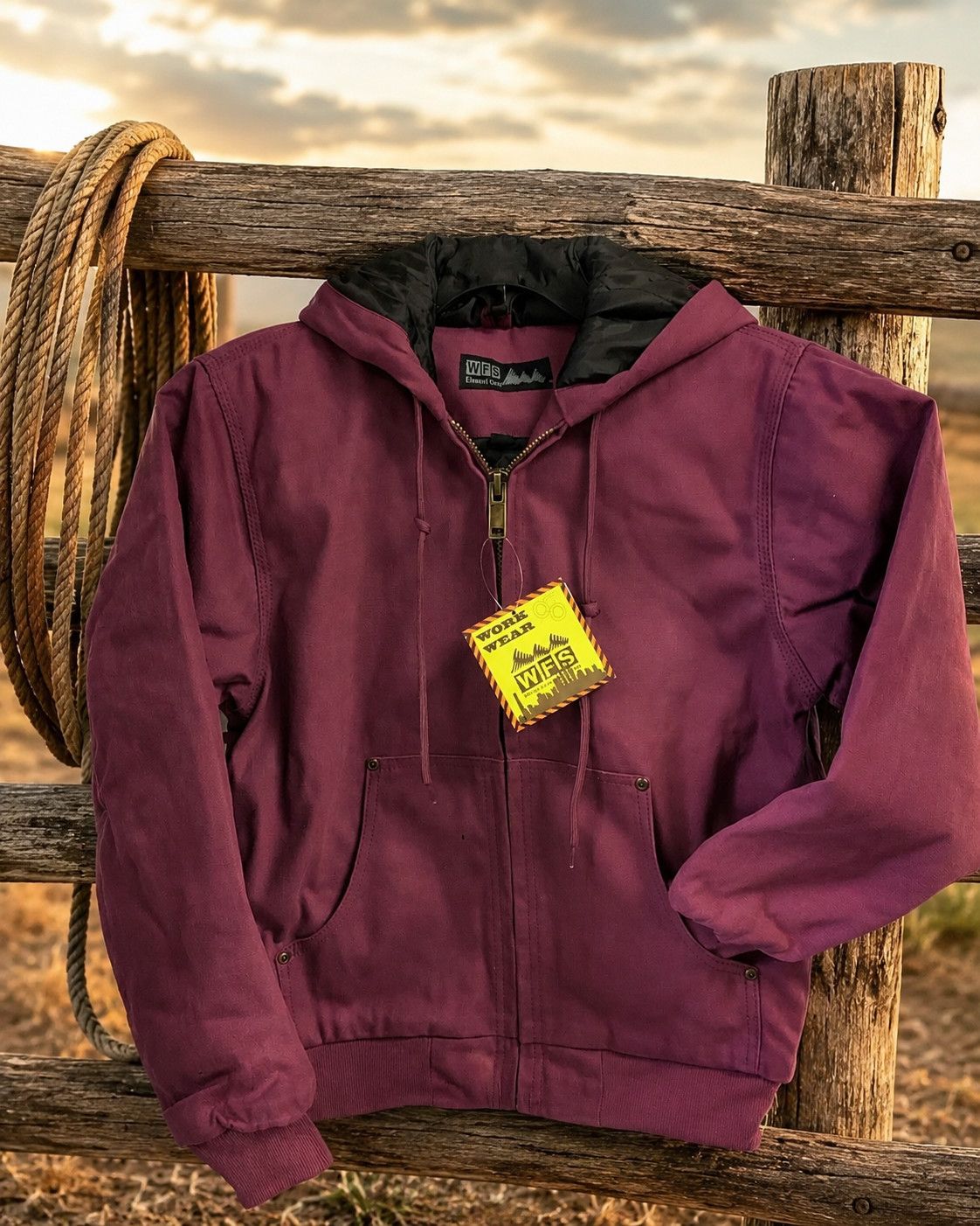 YOUTH PLUM HOODED COTTON CANVAS JACKET, Size: S