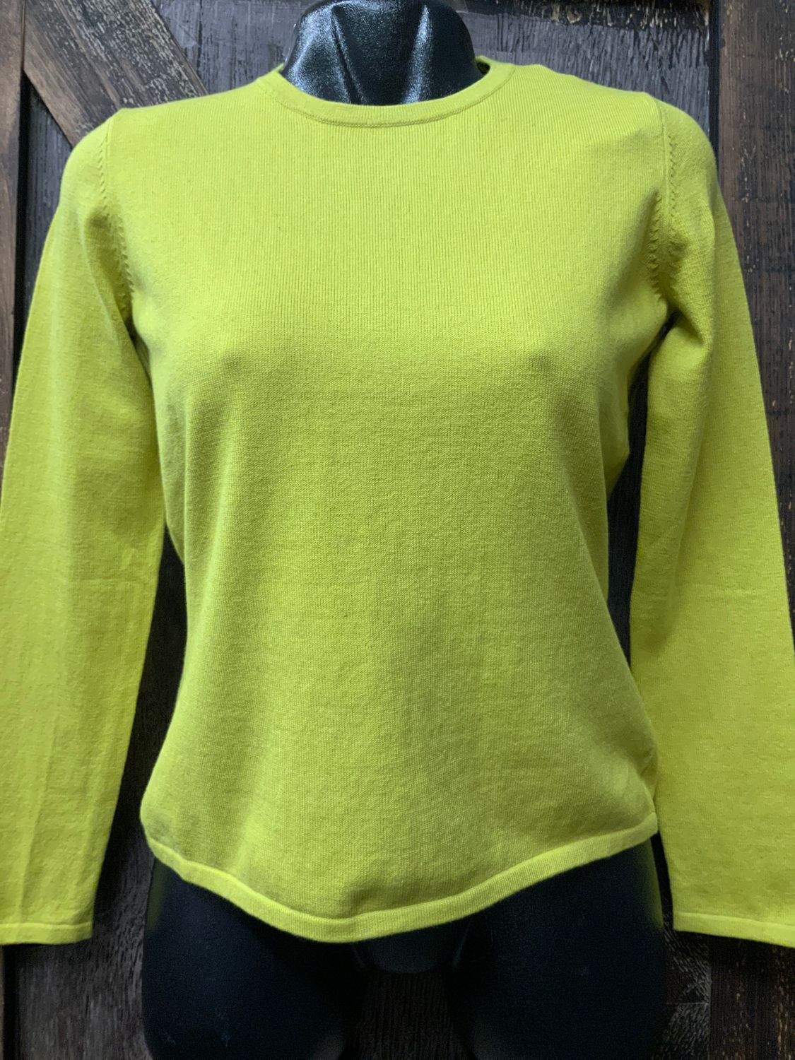 LADIES JEWEL NECK CASHMERE TOP WINTER LIME, Size: SM