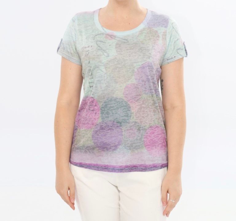 LADIES PRINTED TAB SLEEVE TOP, Size: Sm