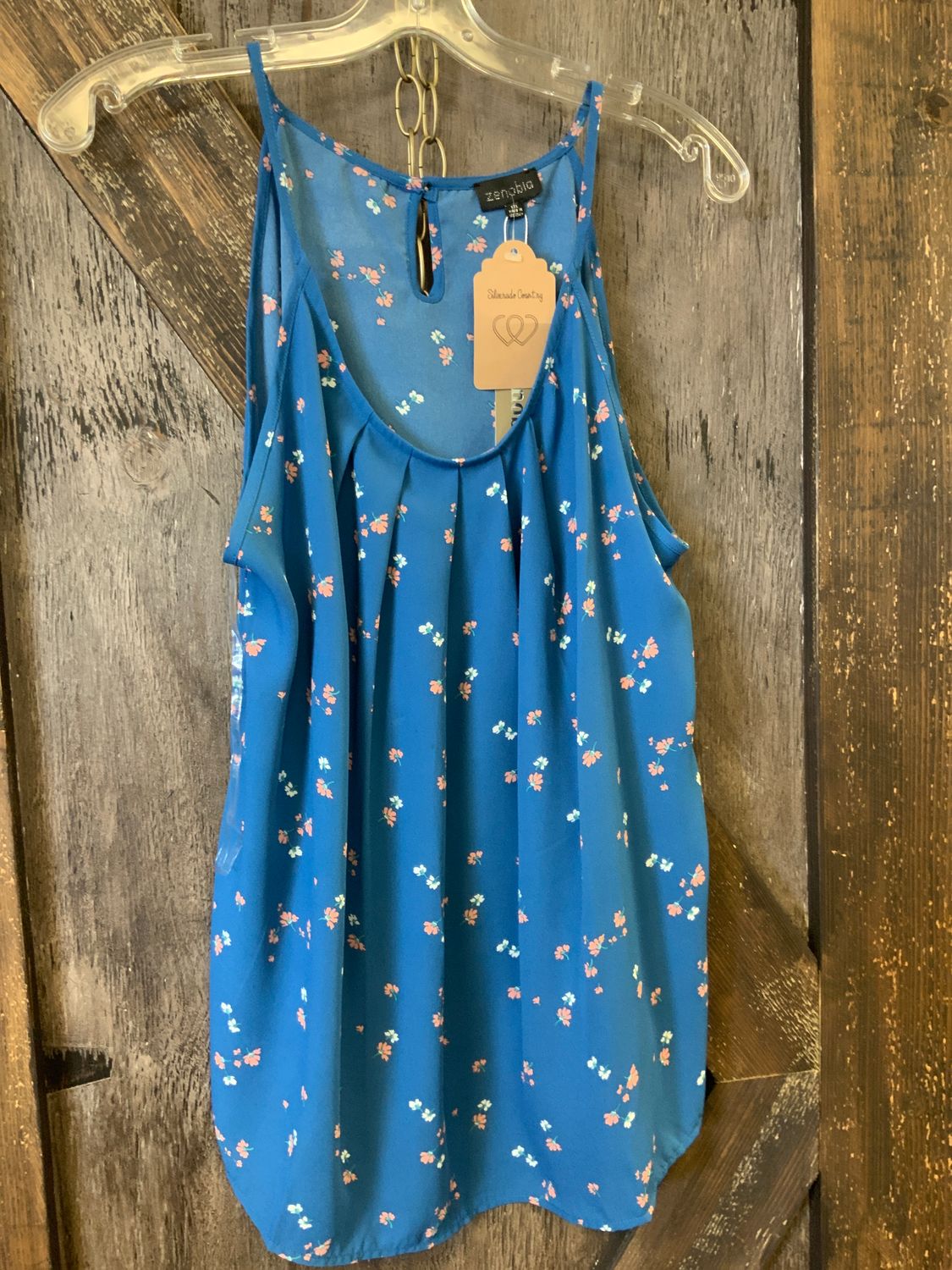 WHOLESALE FASHION PLUS SIZE SLEEVELESS FLORAL TANK TOP BLUE , Size: 1X