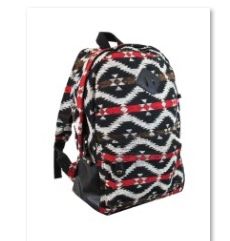 WESTERN JACQUARD TRIBAL PRINT BACKPACK BURGANDY/GREY/BLACK, Size: One Size
