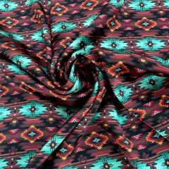 TURQUOISE &amp; BROWN AZTEC TRIBAL PRINT WILD RAG, Size: 18 x 18