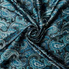 PAISLEY BLACK, TEAL, TURQUOISE &amp; GREY WILD RAG, Size: 18 x 18