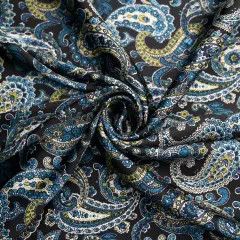 BLACK, LIME GREEN, BLUE PAISLEY PRINT WILD RAG, Size: 18 x18