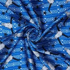 LONGHORN TRIBAL PRINT BLUE WILD RAG, Size: 26 x 26