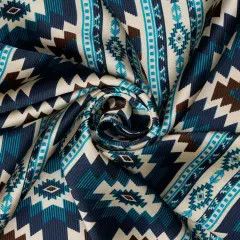 TRIBAL BOHO AZTEC BLUE WILD RAG, Size: 18 x 18