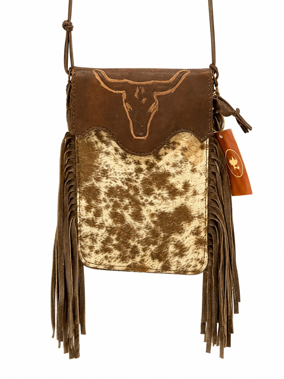 PURSE POUCH STYLE CROSSBODY TASSEL, Color: BRN/BLK