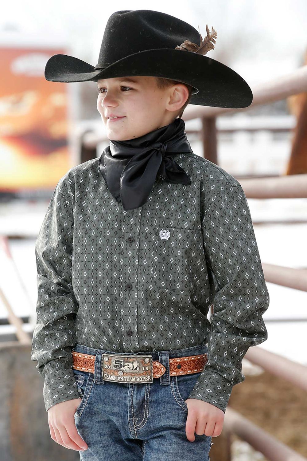 CINCH BOY’S L/S SHIRT, Style: MTW7060303, Size: Lrg