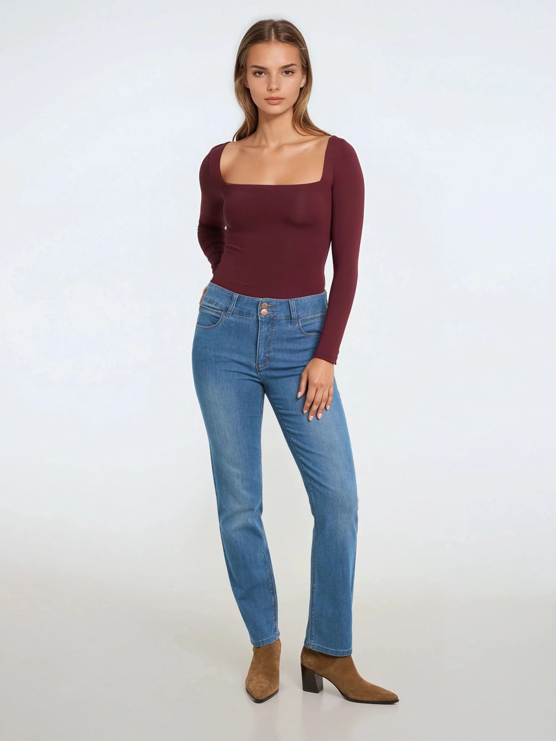 LOIS ROSE HIGH WAIST SHAPE UP JEANS, Color: Med Blue, Size: 24