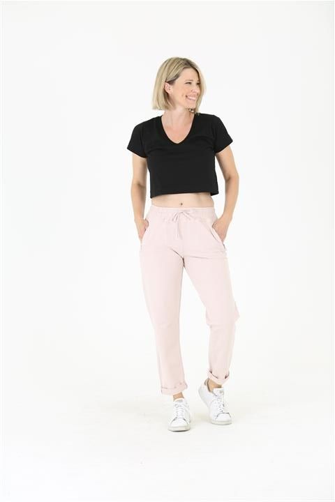 LOLA  PULL ON TIE FRONT ZIPPER POCKET JOGGER PANT