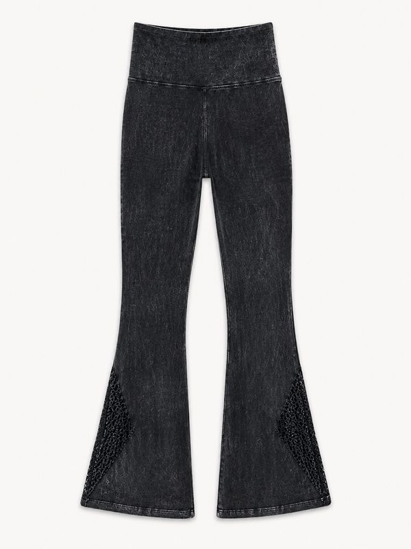 DEXTEROUS MINERAL WASH PANT W/EMBROIDERY ON FLARE