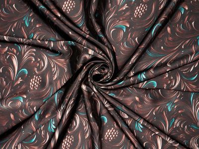 Tooled Leaves Pattern Wild Rag Brown