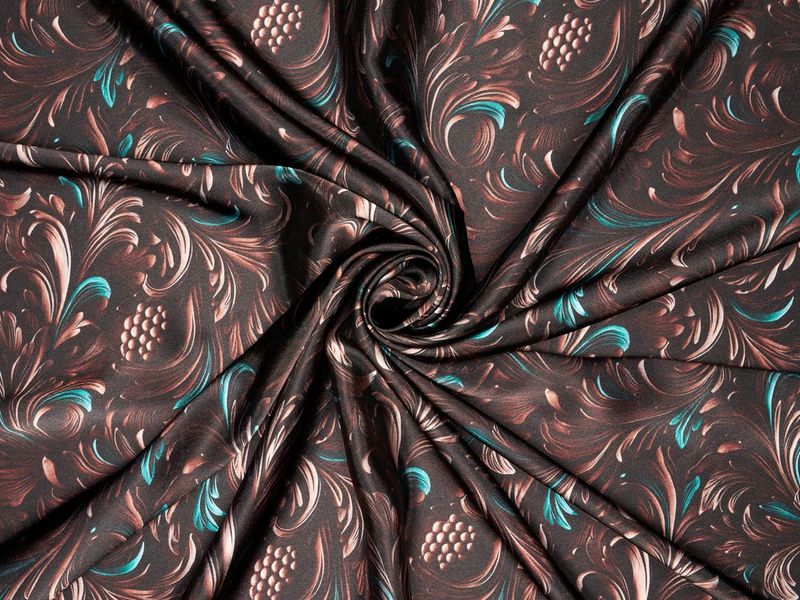 Tooled Leaves Pattern Wild Rag Brown