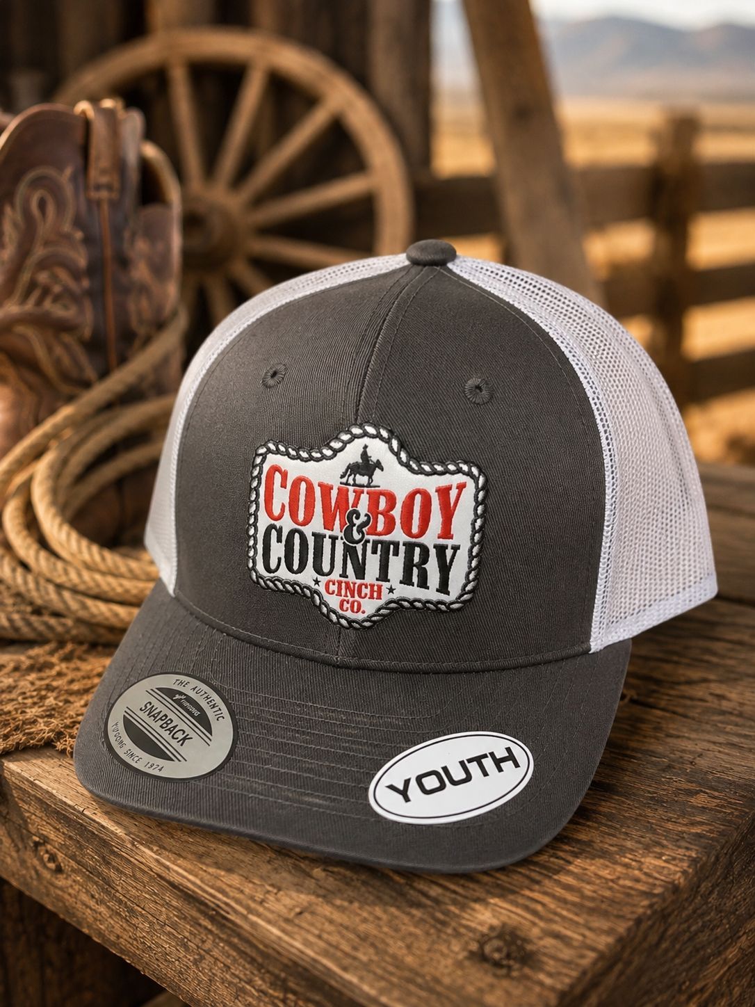 CINCH YOUTH CAP GREY COWBOY &amp; COUNTRY