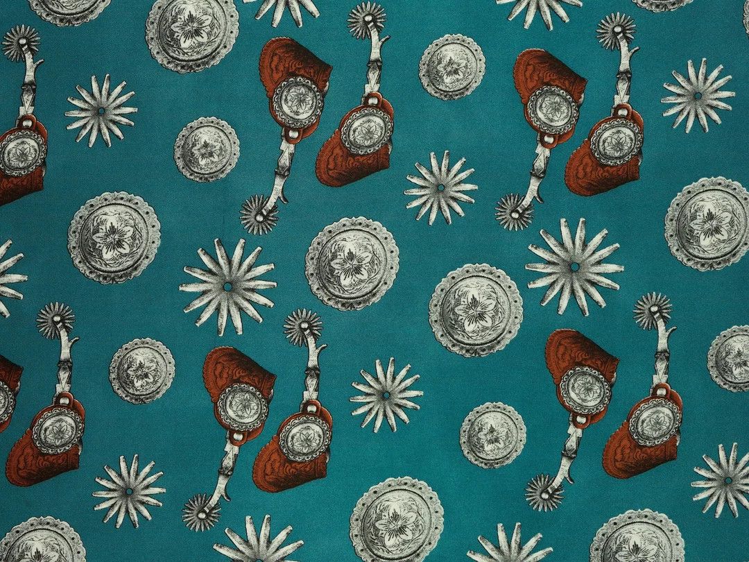 Vintage Spurs &amp; Rowels Wild Rag Dark Teal
