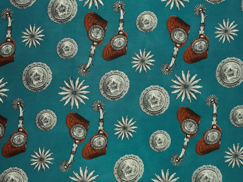 Vintage Spurs &amp; Rowels Wild Rag Dark Teal