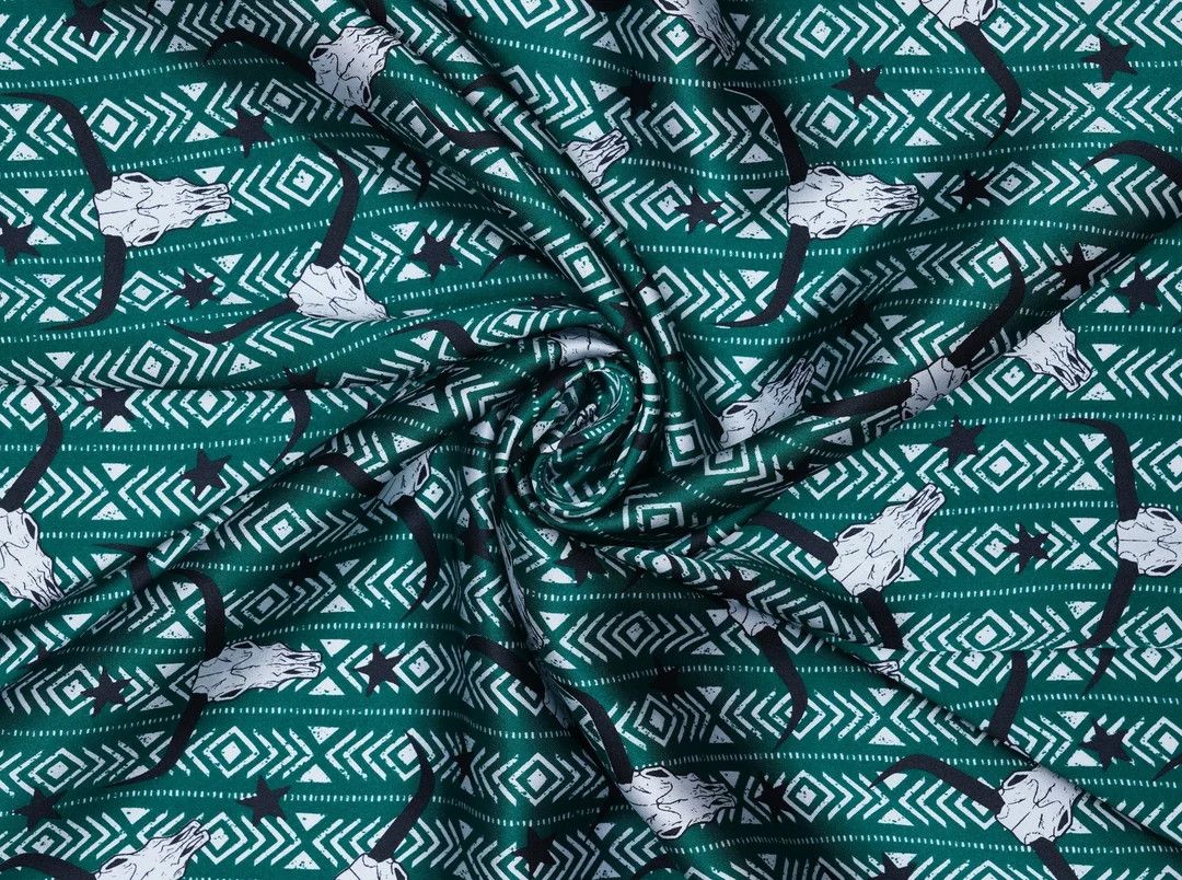 Longhorn Tribal Print Wild Rag green