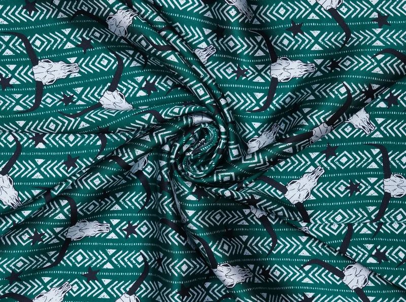 Longhorn Tribal Print Wild Rag green
