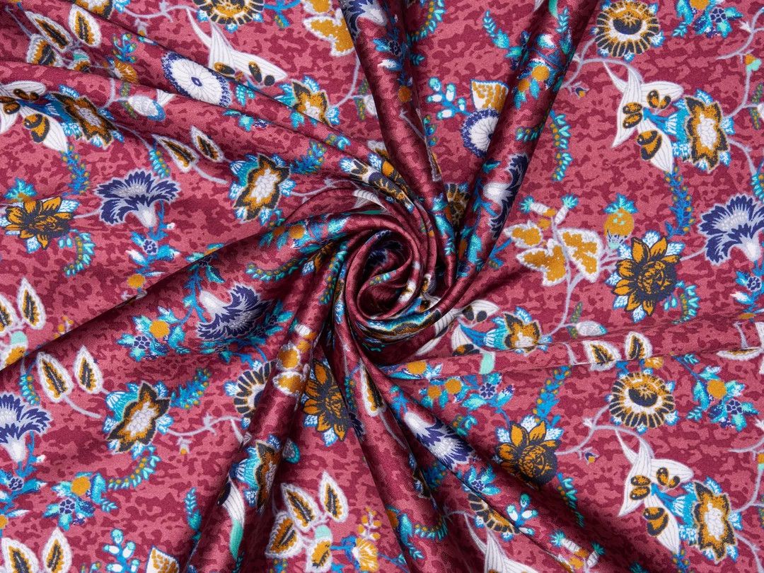Wildflower Vines Wild Rag Burgundy Blue