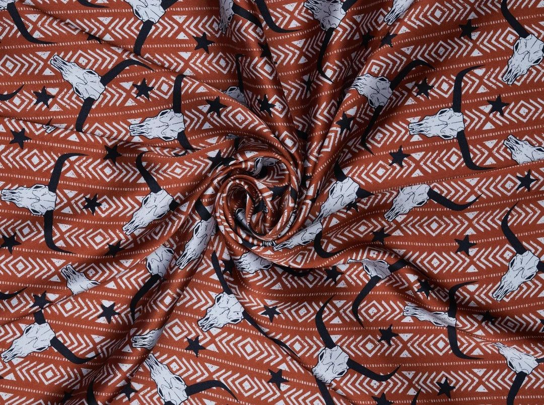 Longhorn tribal print wild rag burnt orange